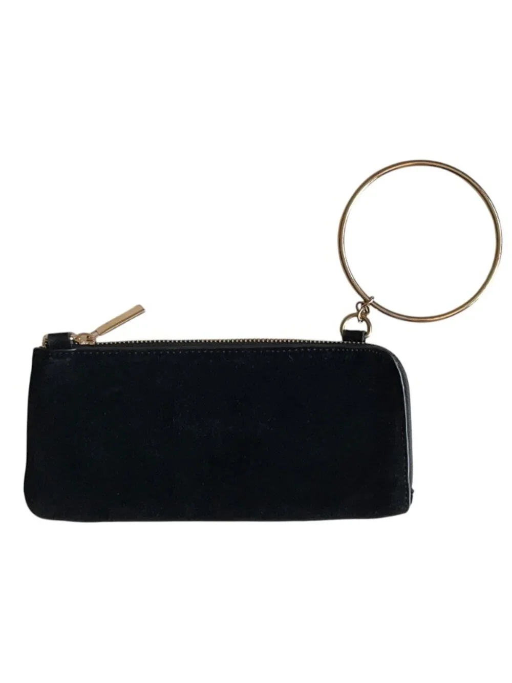 Zara Black Suede Clutch Wristlet Minimalist Clutch